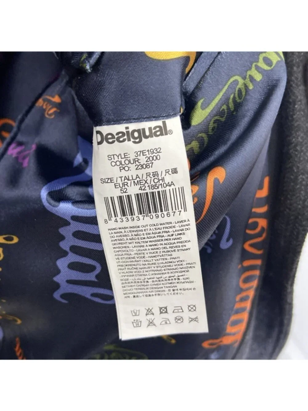 Desigual Men EU52 US 42 Black Charcoal Blazer Jacket Wool Blend